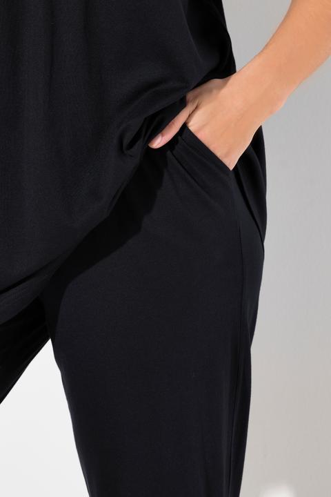 Image du produit Ulla Popken Pyjama 2 pièces, pantalon avec poches, haut col rond et manches courtes chauve-souris (42, 44)