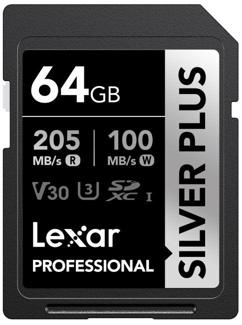 Actual product image Lexar Professional Silver Plus (64 GB, SDXC, U3, UHS-I)