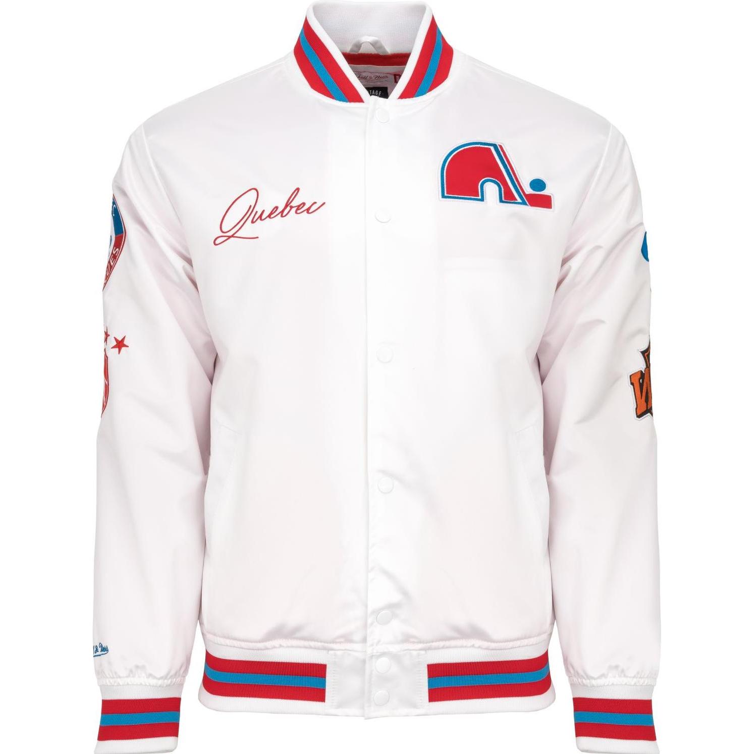 Mitchell & Ness, Herren, Jacke, City Lightweight Satin Jacke - Quebec Nordiques - L (L), Weiss, L
