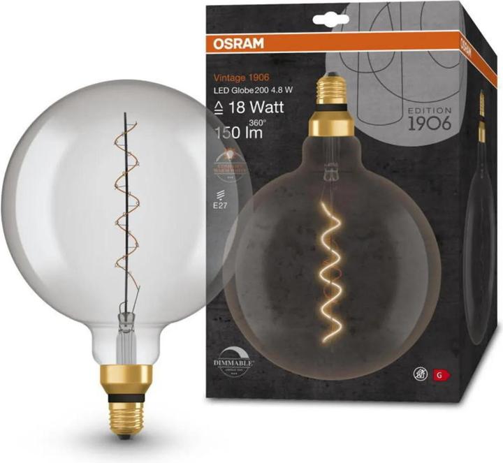 Actual product image Osram Vintage 1906 LED DIM 16 4.8 W/1800 K E27 (E27, 4.80 W, 150 lm, 1 x, G)