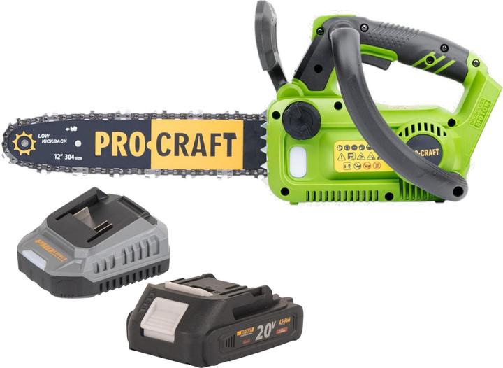 Produktbild Procraft PKA42Libb Akku Kettensäge 20 V 304 mm Brushless + 1x Akku 2,0 Ah + Ladegerät (Akku Kettensäge)