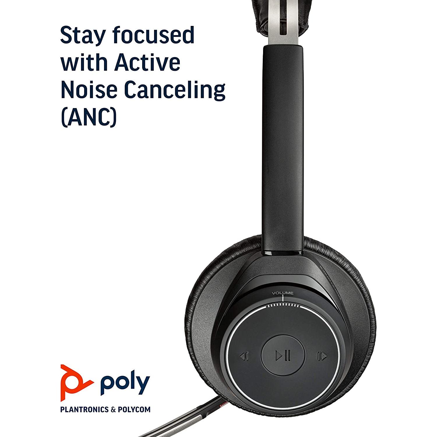 Thumbnail - Poly Voyager Focus UC (Kabellos, USB-A), Office Headset, Schwarz