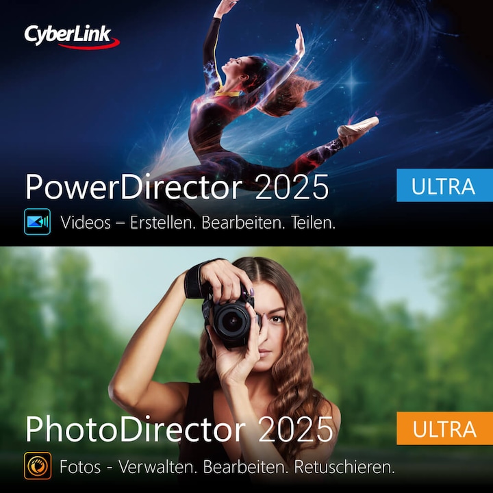 CyberLink PowerDirector 2025 Ultra & PhotoDirector 2025 Ultra Duo Download Code (1 User, 1 Geräte/User, unbegrenzt)