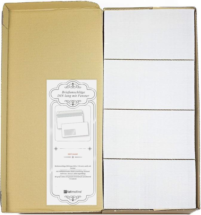 Produktbild Tatmotive Briefumschläge DIN lang mit Fenster (1000 Stück) (DIN lang (11 x 22 cm), 1000 x)