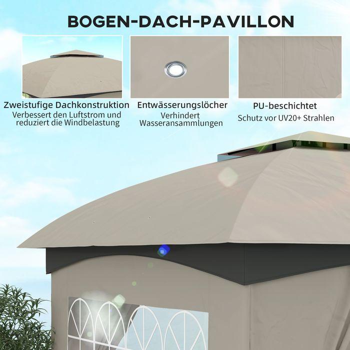Produktbild Swisshandel24 Pavillon ca. 3,4x3,4 m wasserabweisend, verzinkter Metallrahmen, Hellgrau (340 cm, 340 cm)