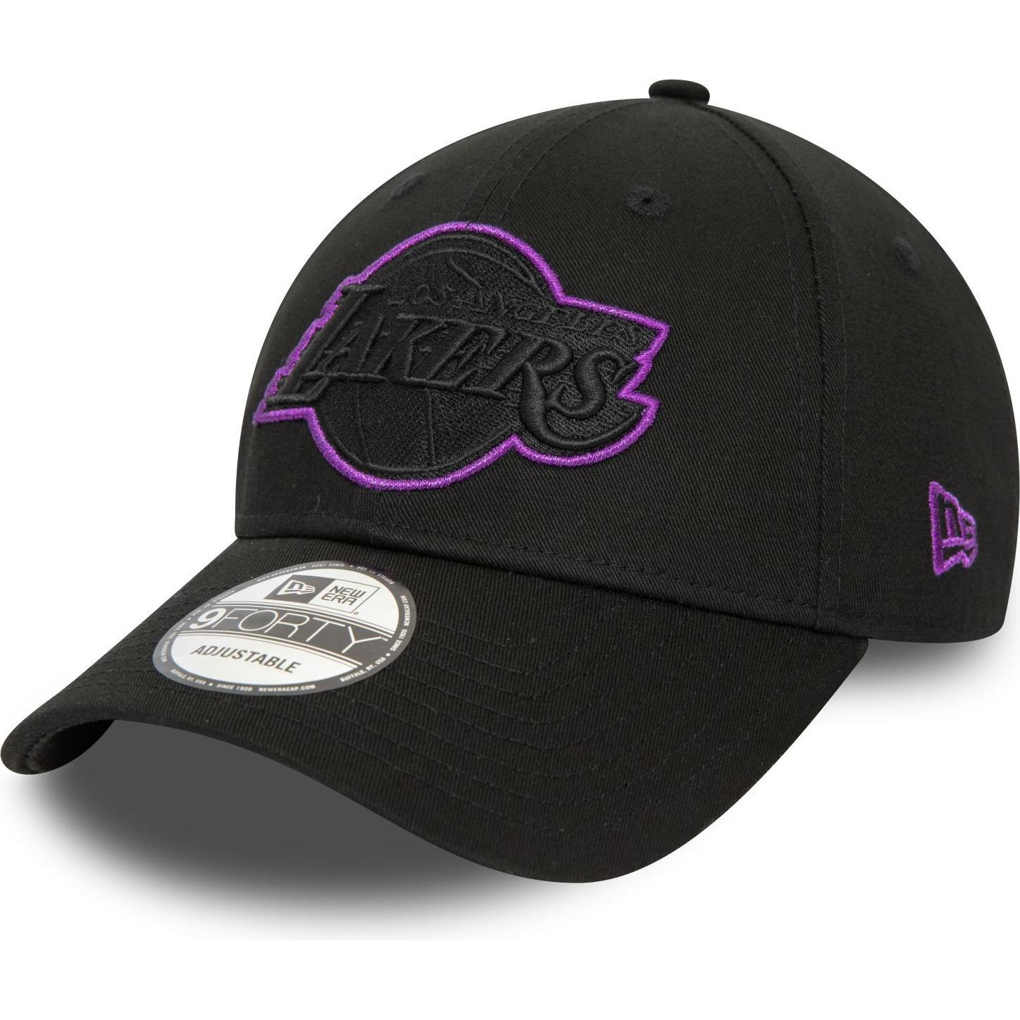 New Era, Herren, Cap, 9Forty Strapback Cap - Outline Los Angeles Lakers, Schwarz