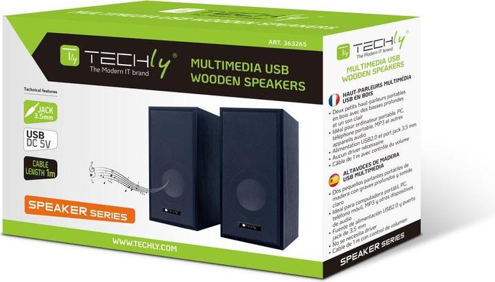 Immagine prodotto Techly Set di altoparlanti in legno per notebook