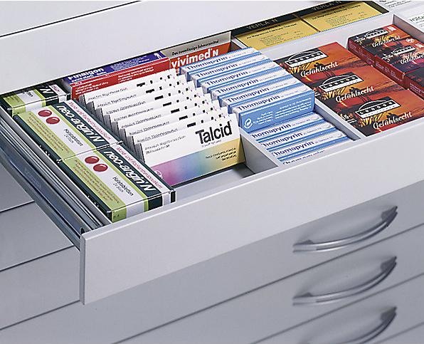 Productafbeelding C+P Tekenkast, A0, 3 laden, H 420 mm, zwart-grijs / wit aluminium