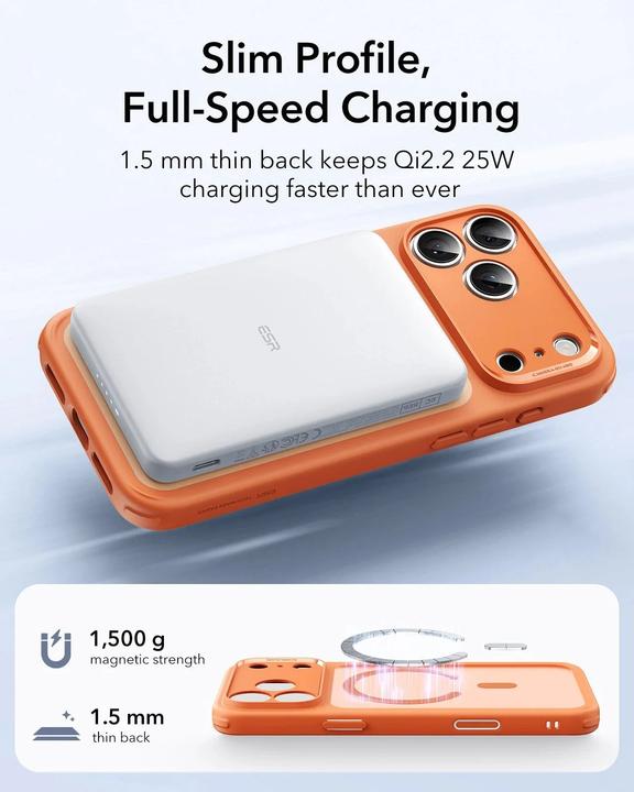 Actual product image ESR Classic Hybrid Magnetic Case (Camera Control), for iPhone 17 Pro, Frosted Orange (Apple iPhone 17 Pro)