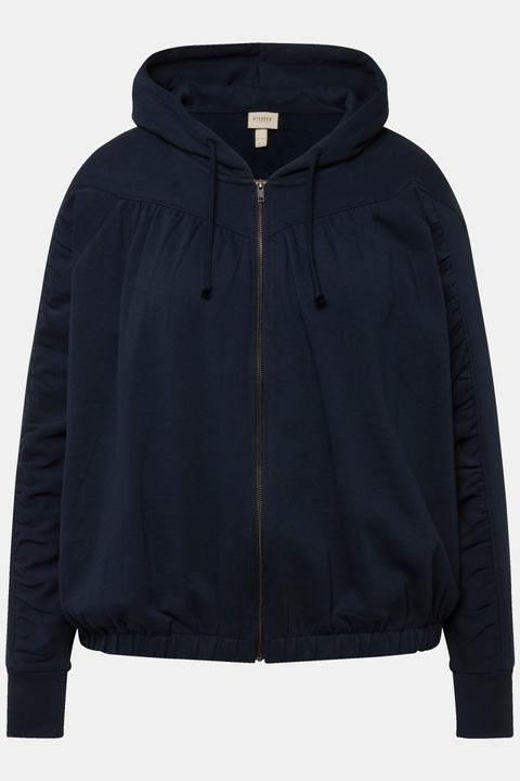 Image du produit Ulla Popken Veste à capuche avec couture horizontale froncée. Coton bio (46, 48)