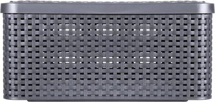 Actual product image Curver Basket with lid Rattan Style M dark gray (40 x 29 x 19 cm, 18 l)