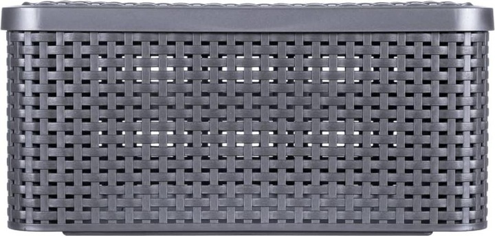 Image du produit Curver Basket with lid Rattan Style M dark gray (40 x 29 x 19 cm, 18 l)