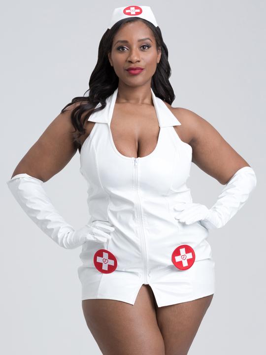 Produktbild Lovehoney Plus Size Naughty PVC Nurse Costume - White One Size Queen (One Size)