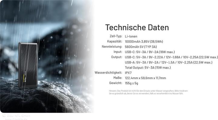 Actual product image Nitecore NB Plus 10000mAh Waterproof Energy Bar Powerbank (10000 mAh, 22.50 W)