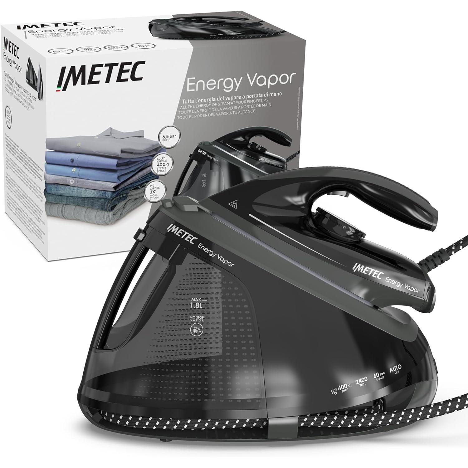 Imetec Dampfbügeleisen mit 6,5 bar Druck, 400 g Dampf, keramischer Sohle und ECO-Technologie, Ferro da stiro