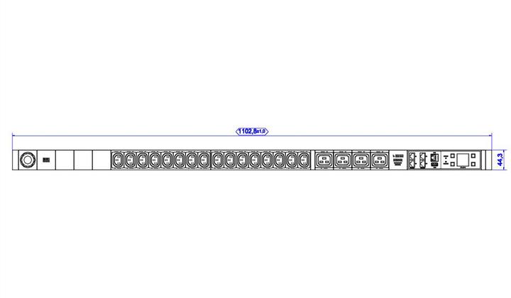 Actual product image Bachmann BN3000 RCM 16xC13 4x C19 measurement p.Ph. 3m H05VV-F 3G 2,5 CEE 1x16A Lan