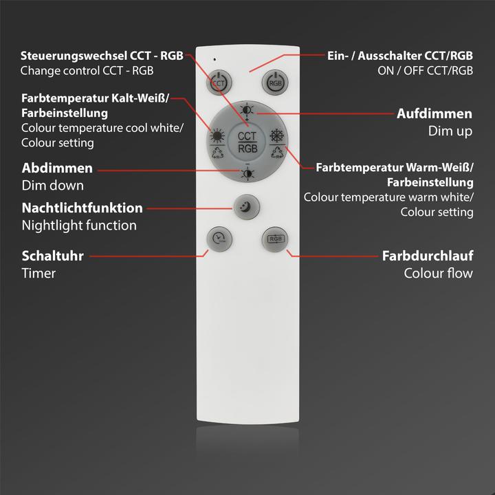 Produktbild Briloner RGB CCT LED Deckenleuchte, schwarz, LED/40W (1900 lm)