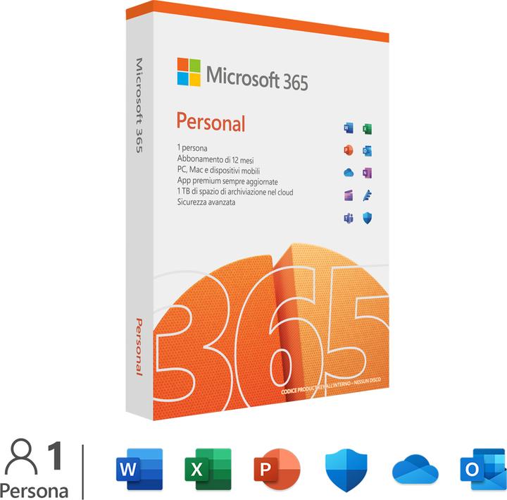 Productafbeelding Microsoft M365 Persoonlijk Italiaans Abonnement (1 Gebruiker, 12 maanden)