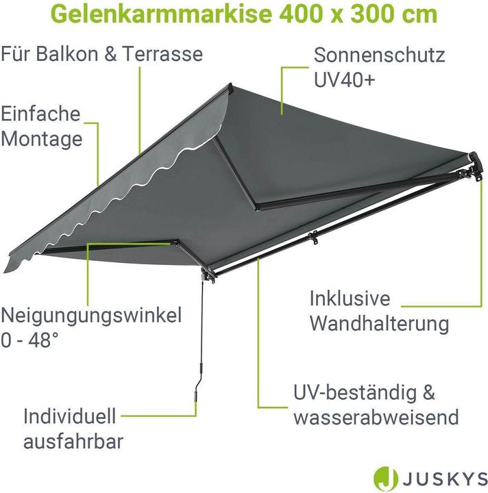 Image du produit Juskys Gelenkarmmarkise (4 m)