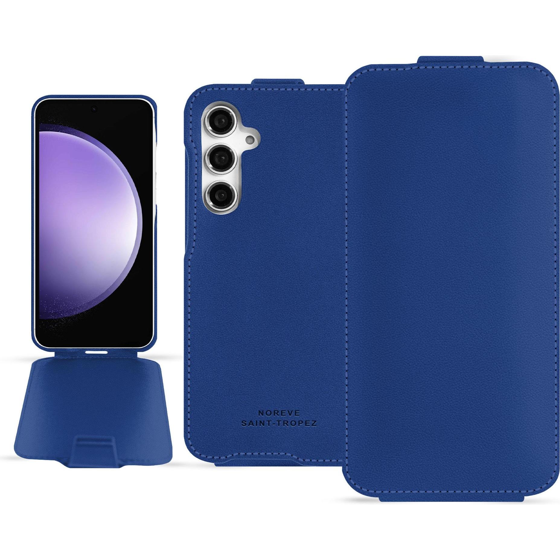 Thumbnail - Noreve Lederschutzhülle vertikal (Samsung Galaxy S23 FE), Smartphone Hülle, Blau