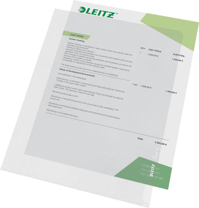 Image du produit Leitz Pochettes transparentes PP A4 (A4, 100x)