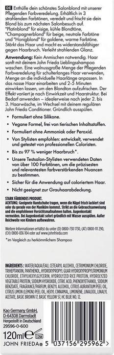 Nährwerte und Zutaten John Frieda Salon Blonde (Honigblond)