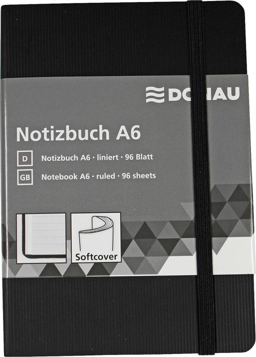 Produktbild Donau Notizbuch A6 liniert 192 Seiten Leder-Imitat schwarz (A6, Liniert)
