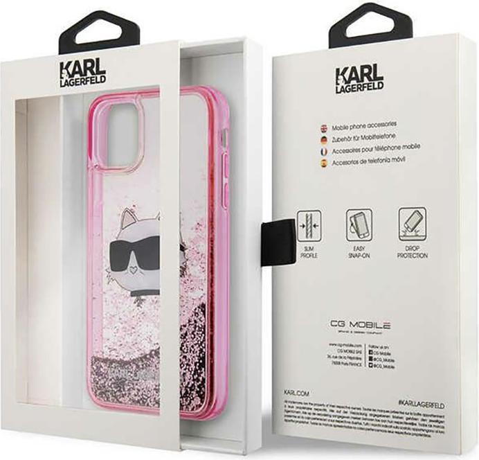 Produktbild Karl Lagerfeld KLHCN61LNCHCP iPhone 11/ XR pink/pink hardcase Glitter Choupette Head (Apple iPhone 11)