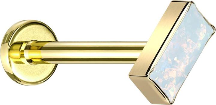 Image du produit Star Piercing Micro Labret femelle doré rectangulaire doré opale blanc (Titane, sans laiton)
