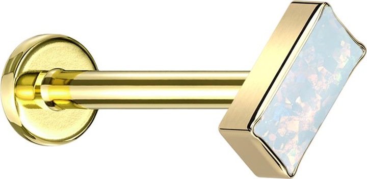 Immagine prodotto Star Piercing Micro Labret filo interno placcato oro rettangolare placcato oro bianco opale (senza ottone, Titanio G23)