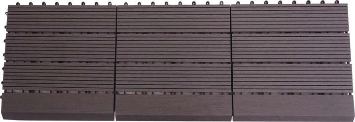 Produktbild Swisshandel24 WPC Bodenfliese Rhone + Abschluss, Holzoptik Balkon/Terrasse, 11x je 30x30cm = 1qm Premium anthraz (11 x, 30 x 30 cm)