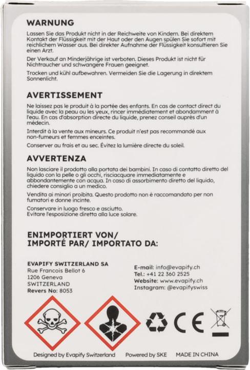 Nährwerte und Zutaten SKE Crystal 4in1 Kit, 2 % Nikotin 20 mg/ml 2400 (Device + 4 x 2 ml Pods) (Cola)