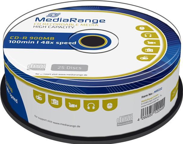 Image du produit MediaRange CD-R 900 MB, broche (25 pièces), type de support (25x)