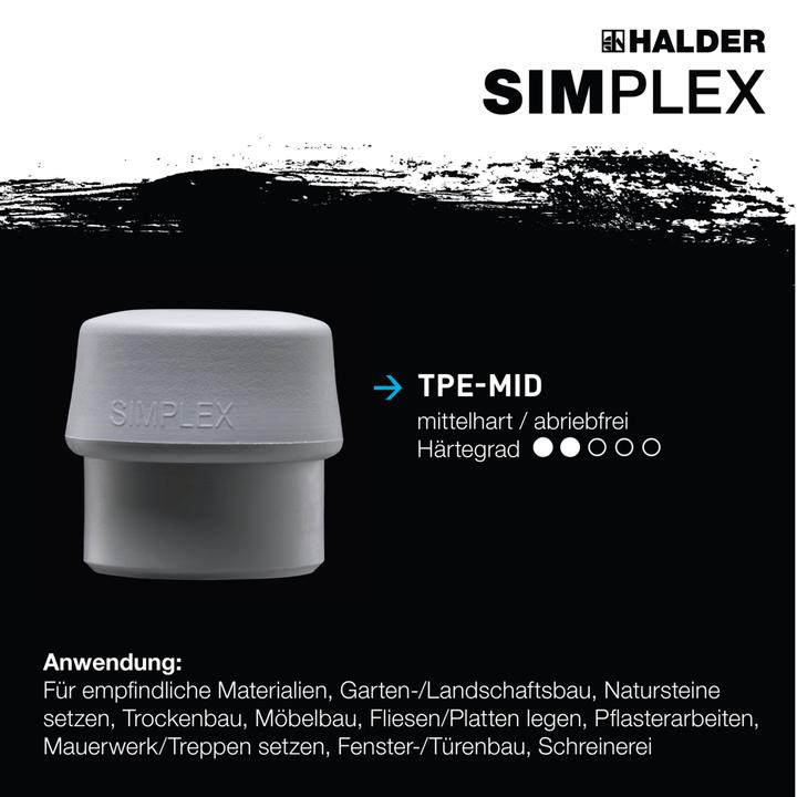 Image du produit Halder Tête de marteau SIMPLEX Ø 30 mm TPE-mid gris mi-dur