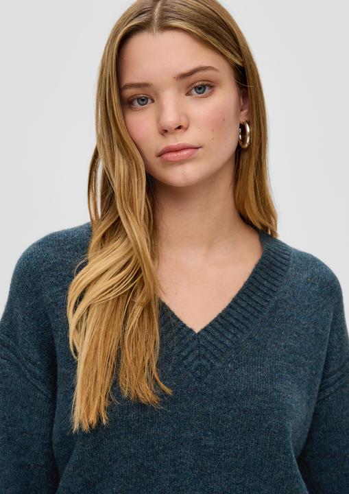 Produktbild s.Oliver Strickpullover Strickpullover mit V-Ausschnitt (S)