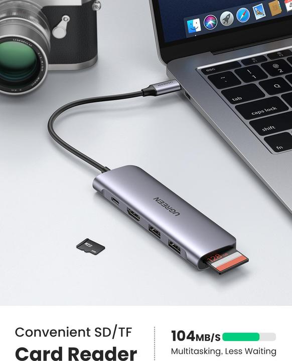 Productafbeelding Ugreen USB-C hub 6in1 (USB-C, 6 Havens)