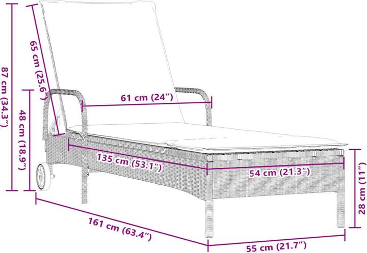 Actual product image vidaXL Sonnenliege (200 cm)