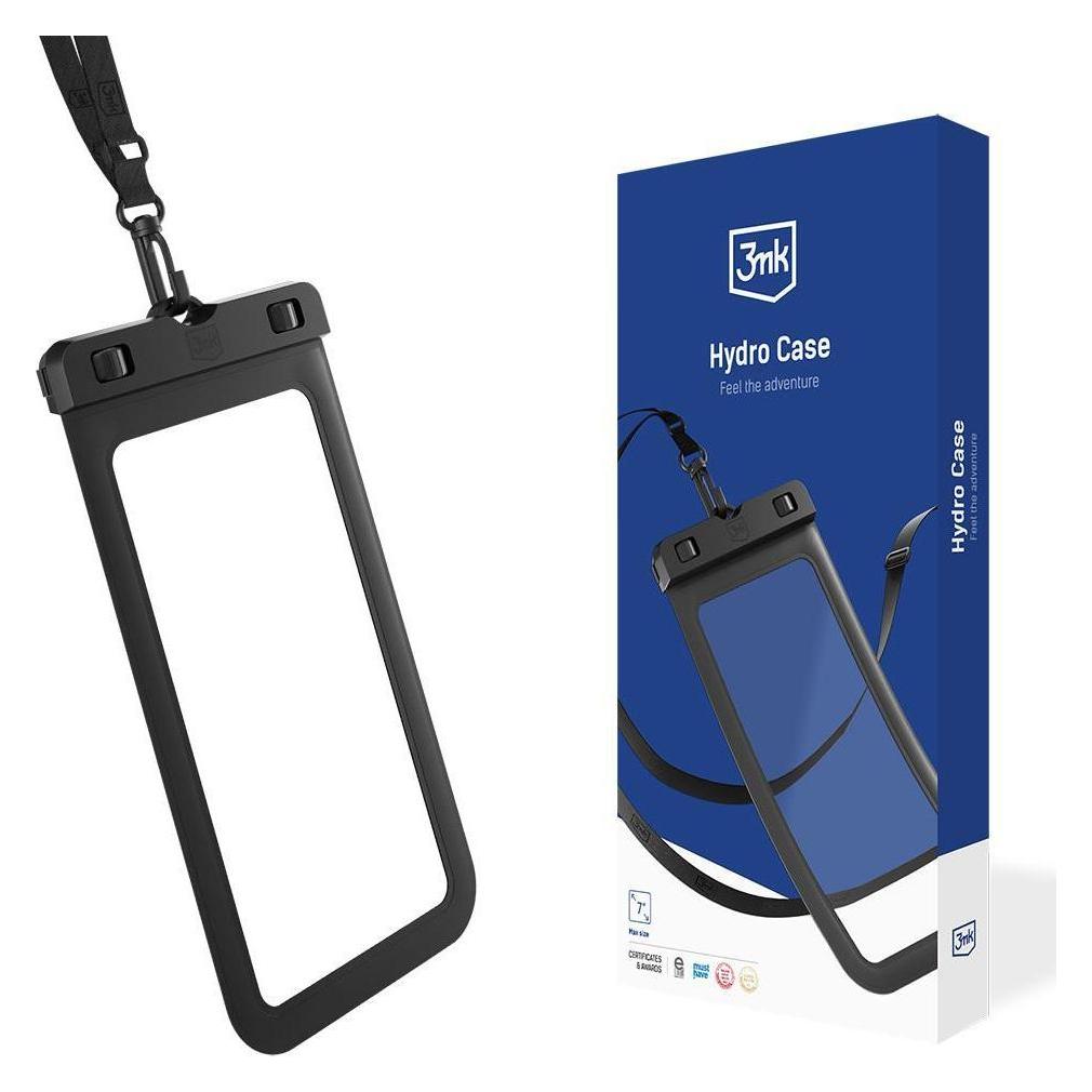 3MK Hydro Case Uniwersalne Etui Wodoodporne 7" (Universale), Cover Smartphone, Nero, Trasparente