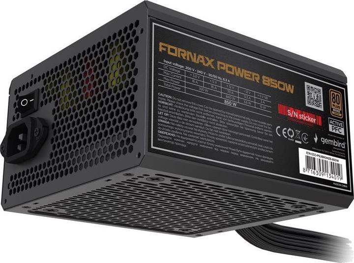 Produktbild Gembird CCC-PSUBRONZE-850W Netzteil Fornax Power 850W aktive PFC 12cm Lüfter 80+Bronze (850 W)