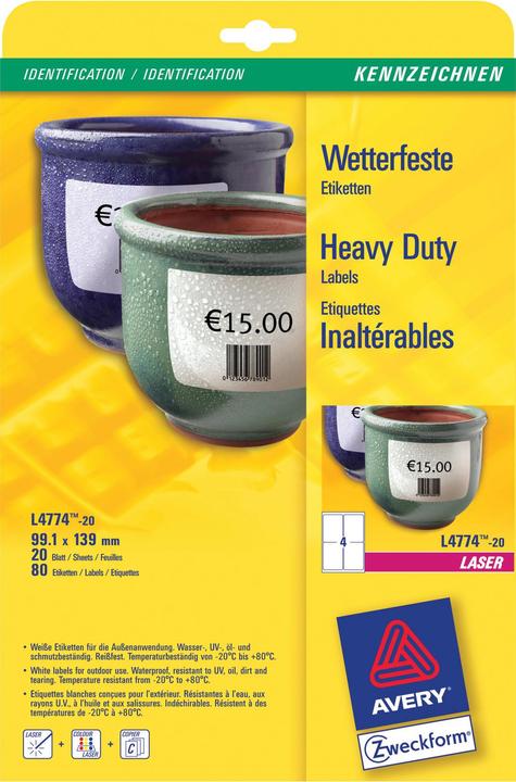 Image du produit Avery Étiquettes en film résistant aux intempéries