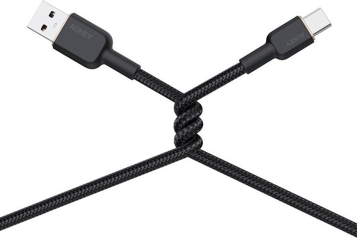 Produktbild Aukey CB-NAC1 USB-C Type-C Power Delivery PD 60W 3A 1m Nylon Schwarz (1 m, USB 3.2 Gen 1, 60 W)