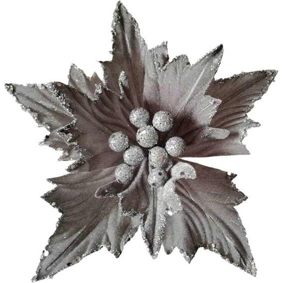 Christmas To, Decorazione natalizia, Fake flower Christmas Touch FD1089, grey, 250 mm