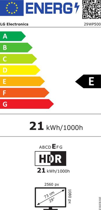 Energielabel LG 29WP500-B (2560 x 1080 pixels, 29")