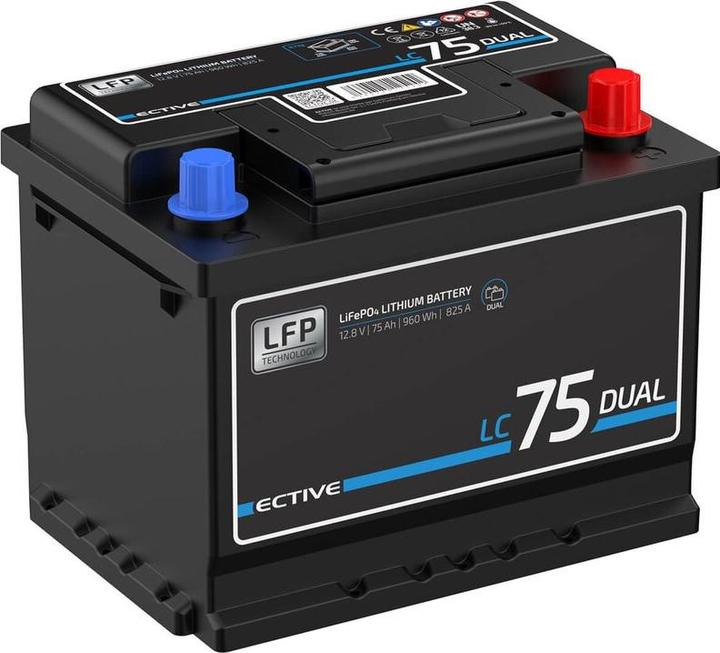 Ective LC 75 Dual LFP | Starter- und Versorgungsbatterie (12 V, 75 Ah, 825 A)