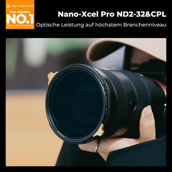Produktbild K&F Concept ND2-32 & CPL Filter 82mm 2-in-1 Variabler ND- und Polarisationsfilter (82 mm, ND- / Graufilter)