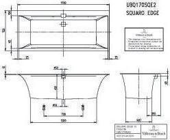 Produktbild Villeroy & Boch V&B Einbauwanne SQUARO EDGE 12 DUO R-eck1700x750mm we (165 l, 170 cm, 75 cm)