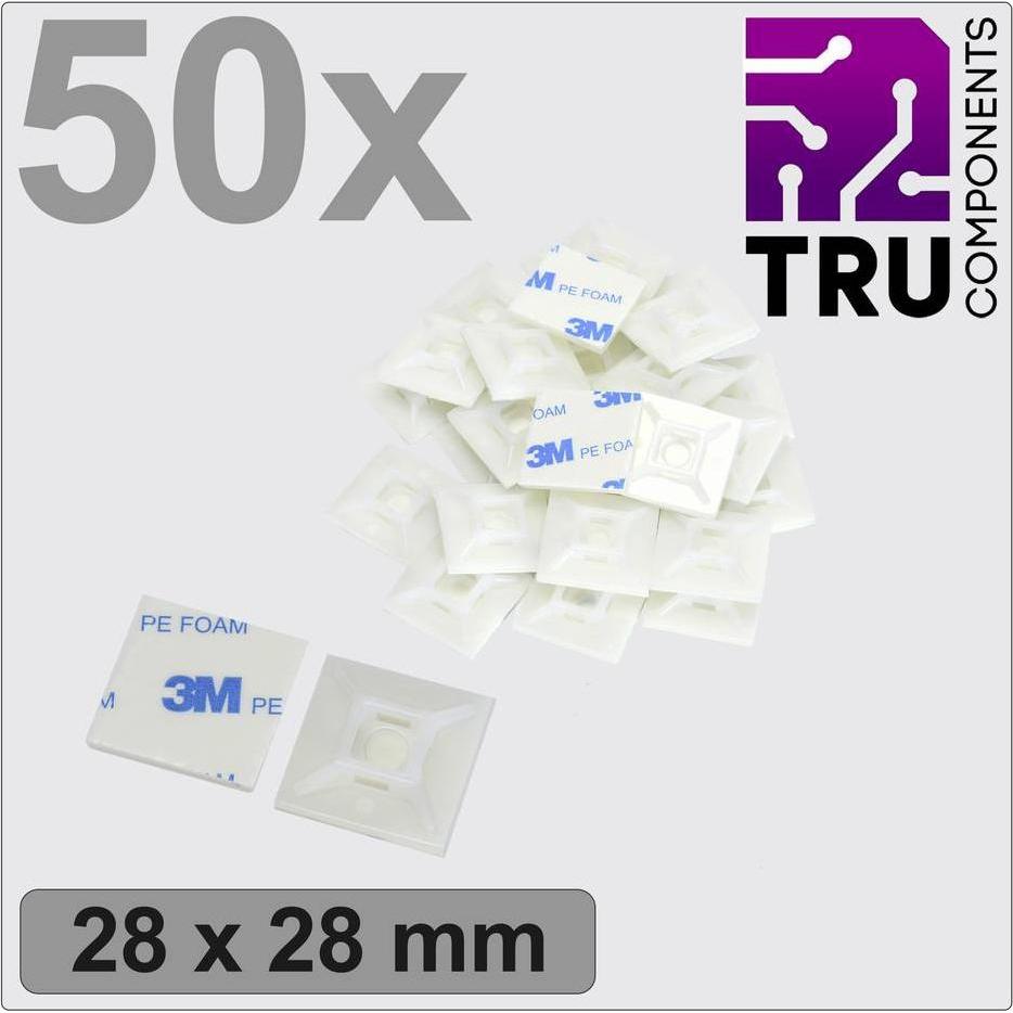 Tru Components, Kabelhalter, T24CA069 Befestigungssockel selbstklebend, schraubbar TC-12888548
