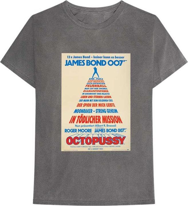 Immagine prodotto James Bond Maglietta unisex adulto in cotone con poster tedesco di Octopussy (S)