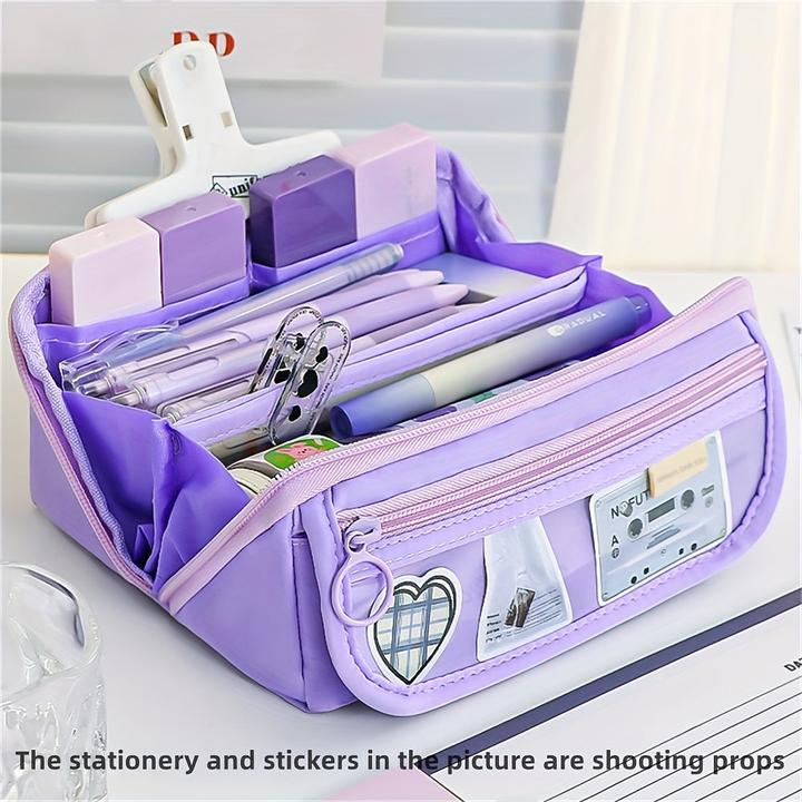 Actual product image Only-Bags.Store Extra large pencil case - Durable polyester, organiser with several compartments for