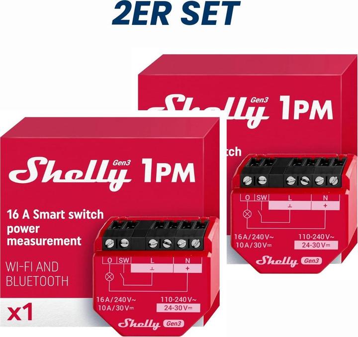 Actual product image Shelly 1PM Gen3 x2 (Switch actuator)